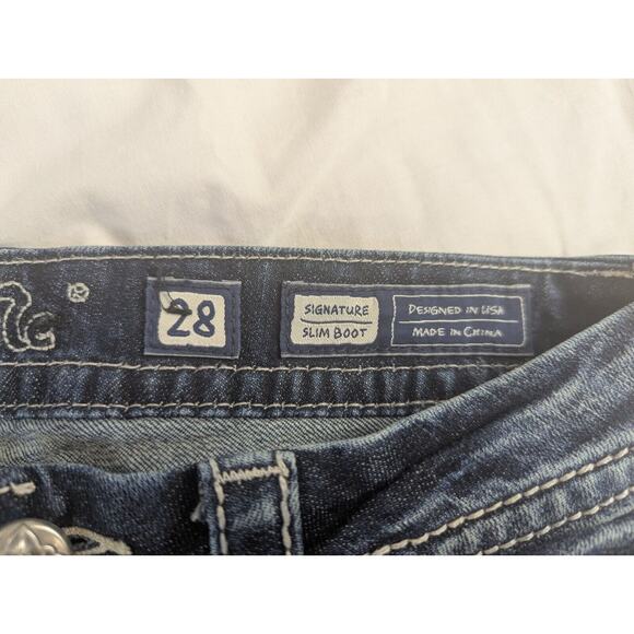 Miss Me Jeans Women's 28 Blue Signature Slim Boot #JE8154SB2R Embroidered 29x29 - Picture 5 of 9